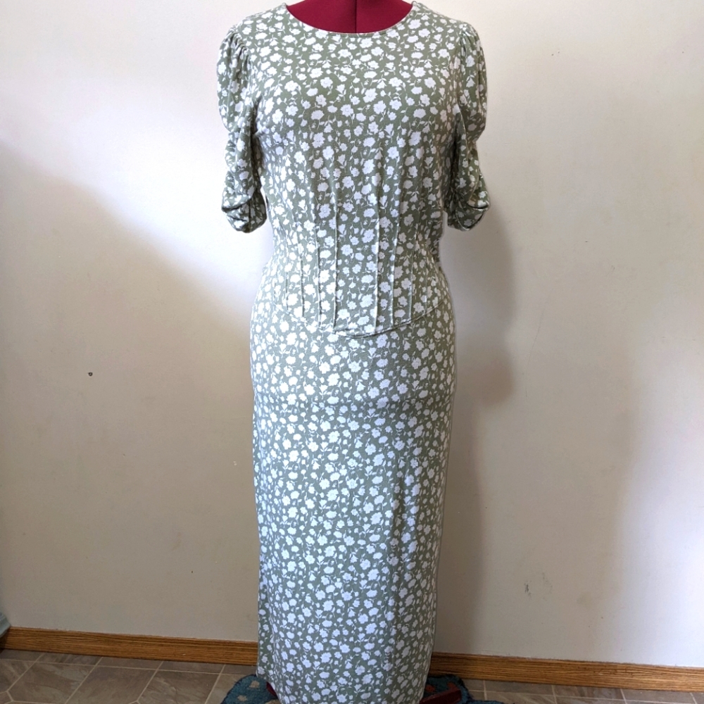 Free People Green and White Maxi Dress